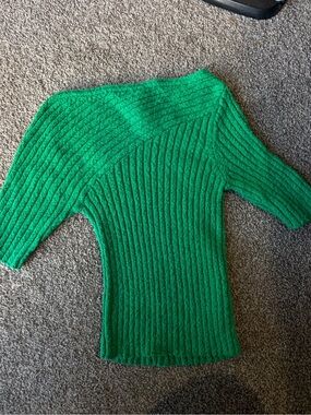 Anthropologie Emerald Green Ribbed Scoop-Neck Sweater
